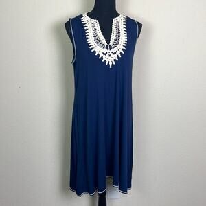 New! Max Studio crocheted neckline A-line sleeveless swim cover women S